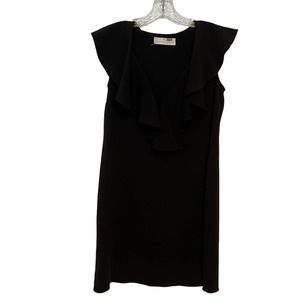 Amanda Uprichard Womens Black Dress Size X-Small Ruffle Neckline Sleeveless